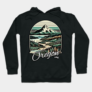 Oregon's Untamed: Forests, Mountains, Coastline - American Vintage Retro style USA State Hoodie